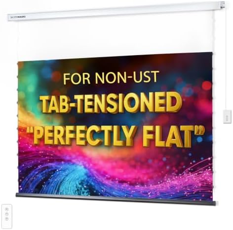 ALR Tensioned Motorized Projector Screen by SilverMagic - Tab Tensioned and Modern Design Gray Screen with White Aluminum case for Home Theater/Living Room/Patio/Office/Classroom - 150 inch 16:9 by SILVERMAGIC
