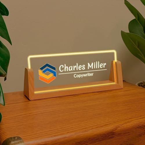 Professional Office Name Plate - Custom Name Plate with Led Stand Acrylic Custom Name Plate for Office Decor Corporate Gift Gift for Team Members Valentines Day (Design 5) - Image 2