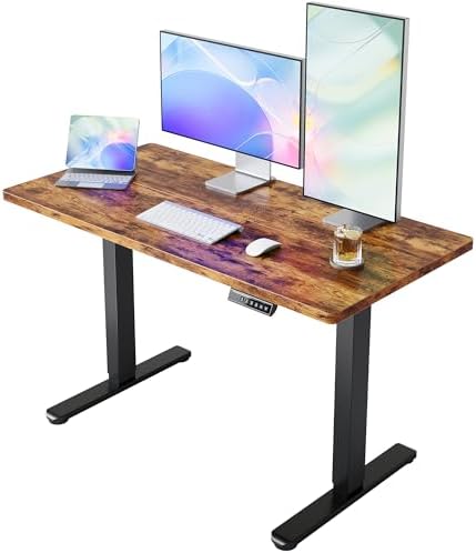 HUANUO 48x24 Inch Electric Standing Desk, Height Adjustable, Rustic Brown by HUANUO