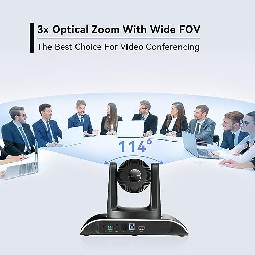 Tenveo 3X Optical Zoom 1080P 60FPS PTZ Conference System with 114° Wide-Angle Lens and MagiCall Bluetooth Speakerphone, Video Output via USB 3.0/HDMI/RS485/RS232, Ideal for Large Meetings - Image 6