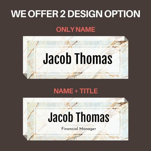 Customized Clear Acrylic Thick 8x3" Desk Name Plate Block with Personalized Logo - Professional Office Decor - Customized Acrylic Plate Gift for Teacher Co-workers (Beige Marble) - Image 3
