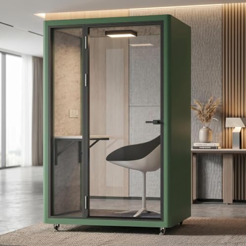 Soundproof Office Pod with 1 Person Enclosed Structure (Green) by X-Comfot