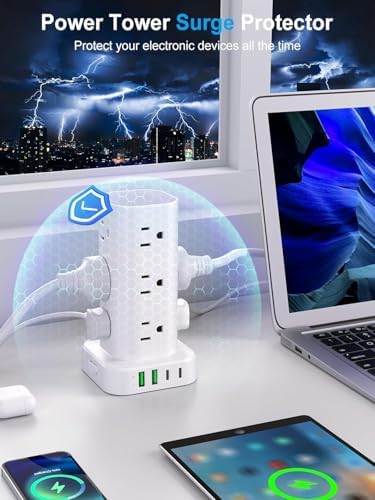 Power Strip Tower with Wireless Charger,Surge Protector with 12 Outlets - Image 6