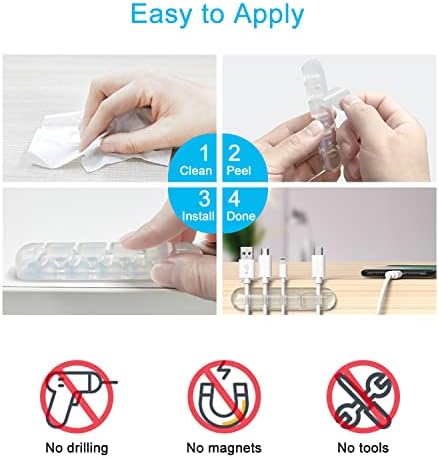 INCHOR Cord Organizer, Clear Cable Clips Cable Management, Cable Organizers USB Cable Holder Wire Organizer Cord Clips, 2 Packs Cord Holder for Desk Car Home and Office (5, 3 Slots) - Image 5