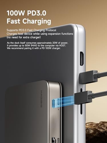 Hagibis USB4 Docking Station, 40Gbps USB C Triple Display Hub with 8K@60Hz HDMI, 100W PD, 20Gbps DP1.4 7.5W USB4 Downstream Port and 4 10Gbps USB3.2 for MacBook Pro Air Laptops Thunderbolt 4/5 Dock - Image 6