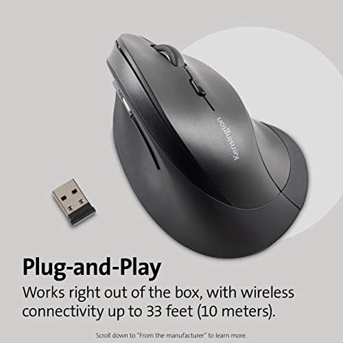 Kensington Ergonomic Vertical Wireless Mouse (K75575WW), Grey/Black - Image 5