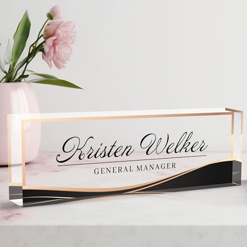 Acrylic Personalized Name Plate - Desk Decor for Women & Men, Office Gifts for Boss, Manager, Teacher, Nurse by AeekdookWoodenPuzzles