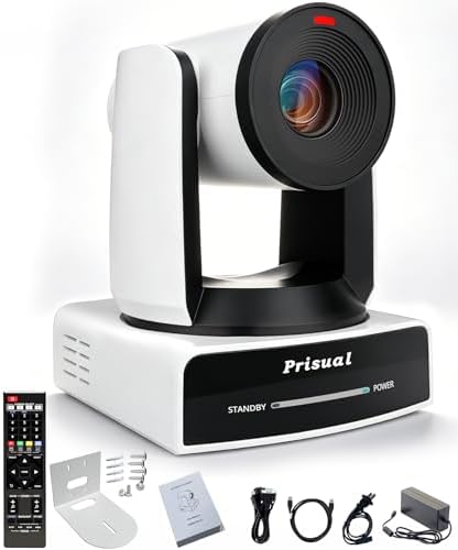 Prisual 4K60 NDI HX3 AI Auto Tracking PTZ Camera, 30X Optical Zoom, Freed, PoE+, 3G-SDI, HDMI, USB, LAN, Metal Housing, Synchronous Belt Drive for Church Worship, Auditorium. TEM-4K30N PRO by Prisual