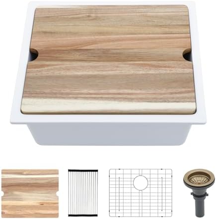 Kichae 21 White Undermount Bar Sink Small Prep Granite Composite Workstation by Kichae