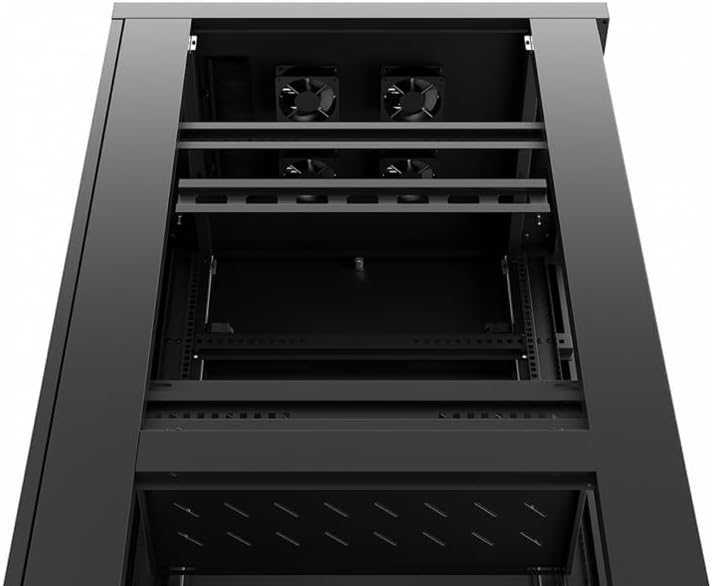 Sysracks 32U Deep Server Rack Cabinet Enclosure Locking | 39-Inch Depth Network Equipment Rack Cabinet with Thermocontroller, LCD-Screen, 4 Fans, Power Strip, Shelf, Wheels, Dust-Tight Cable Entries - Image 3