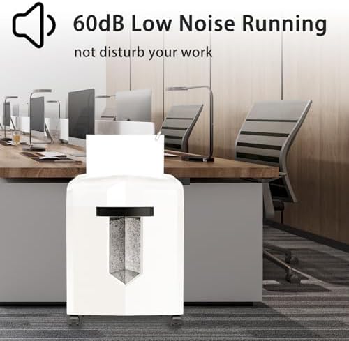 Bonsaii Micro Cut Shredder, Portable with a Convenient Handle, shredding up to 12 Sheets, P-4 Security Level, 60 Min Continuous, CD/Credit Card, Jam-Proof, 4.2 Gal Bin, White/Gray - Image 5