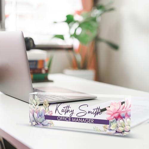 Personalized Name Plate for Desk, Custom Desk Name Plate, Acrylic Name Plate Office Desk Accessories, Personalized Office Gifts for Coworkers Teachers, Employee Appreciation Gifts (A-Blooming) - Image 4