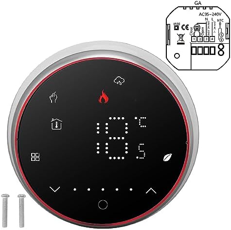 ViaGasaFamido Smart Thermostat, LED Display, Accurate Temperature Control, Programmable Device for Water Heating Systems, Compatible with Standard Recessed Boxes (Black) - Image 6