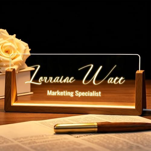 Desk Name Plate Personalized with LED Light - Custom Name Plate for Office Decor, Professional Appreciation Gifts for Bosses, Coworkers, Teachers, Men & Women by Unknown