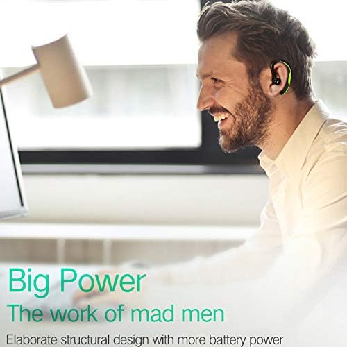 Wireless Earpiece Wireless Headphone Handsfree Call Headset Noise Cancelling Earbud Long Talk Time Earphone Compatible with Smart Cell Phones Car Driver Trucker Business Office Men Women (Green) - Image 3