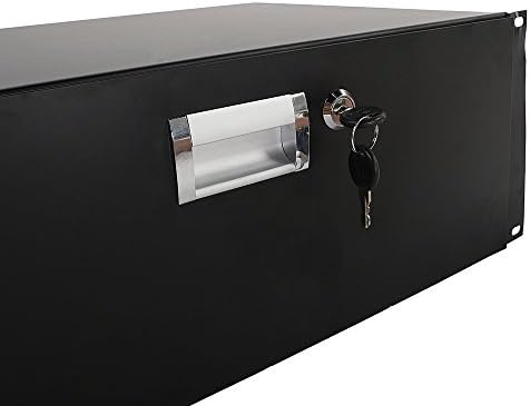 4U Server Cabinet Case 19 Inch Rack Mount Lockable Drawer with Key, Server Cabinet Case 19 Inch Rack Mount DJ Locking Lockable Deep Drawer with Key, Rack Mount Drawer for 19-Inch Server Cabinet Case - Image 5