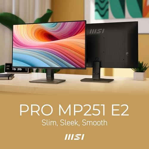 msi PRO MP251 E2 24.5-inch IPS 1920 x 1080 (FHD) Gaming Office Monitor, 120Hz, Adaptive-Synch, HDR Ready, HDMI, VGA & Display Port,VESA Mountable, Tilt, Speaker, 1ms, Black - Image 2