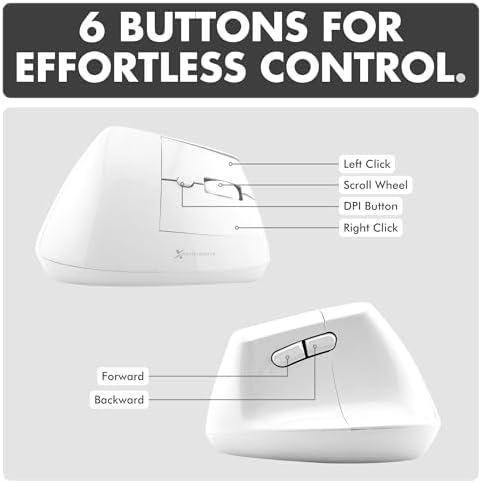 X9 Performance Wireless Vertical Ergonomic Mouse - (BT + 2.4Ghz) - Click in Comfort - Up to 4000 DPI, 6 Button, Rechargeable - Bluetooth Ergonomic Vertical Mouse Wireless - for Mac and PC - White - Image 6