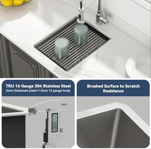 Lordear Undermount Bar Sink 15 x 19 x 10 Inch Kitchen Sink 16 Gauge Stainless Steel Small Sinks Kitchen Single Bowl Workstation with Cutting Board - Image 4