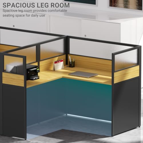 Nykto Office CubicleDesk with Mute Privacy Panels (A2 Person-F, Walnut) - Image 5