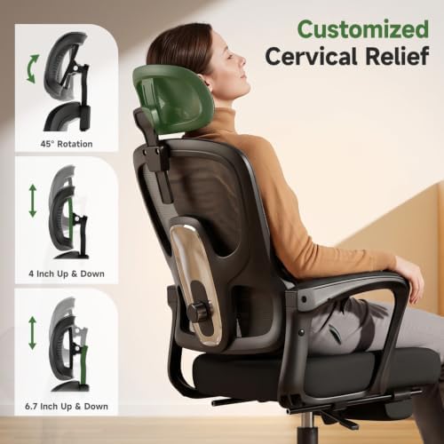 Ergonomic Office Chair with Footrest, 90-145° Reclining Desk Chair - Image 4