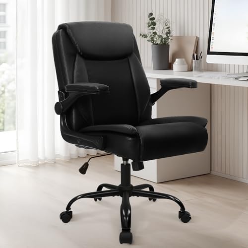 NEO CHAIR PU Leather Office Desk Chair with Adjustable Arms, All Black - Image 2