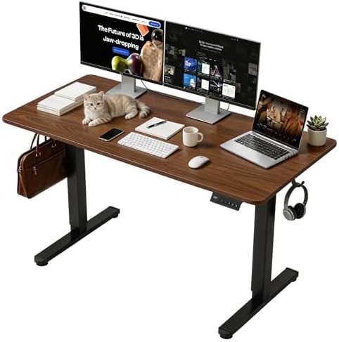 55 Inch Height Adjustable Standing Desk for Home Office, Brown by Unknown