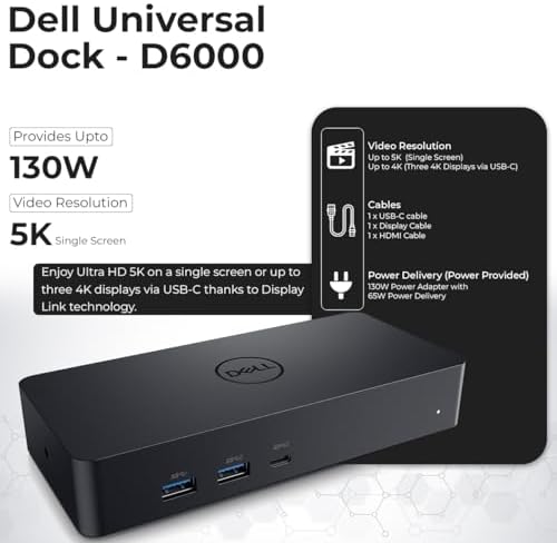 Dell D6000S Universal Docking Station USB-C USB-A with HDMI & DisplayPort - Image 3