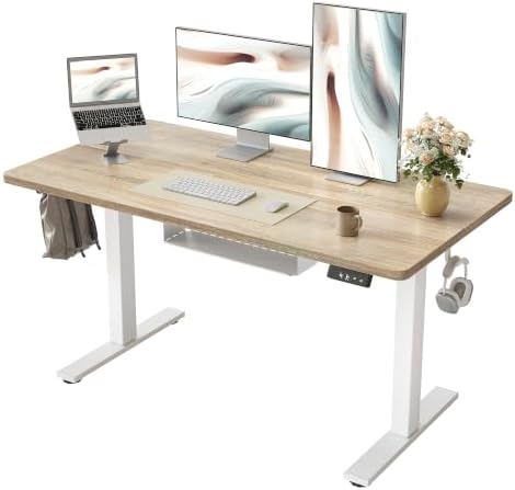 TIQLAB Standing Desk with Cable Management Tray, 47.2'' x 23.6'', Maple by TIQLAB