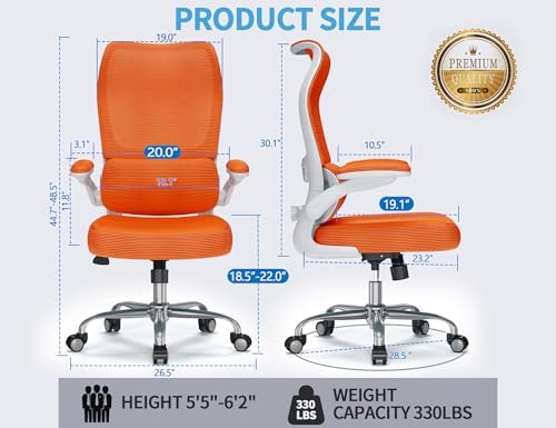 TRALT Office Chair Ergonomic Desk Chair with Lumbar Support Orange, 1 - Image 2