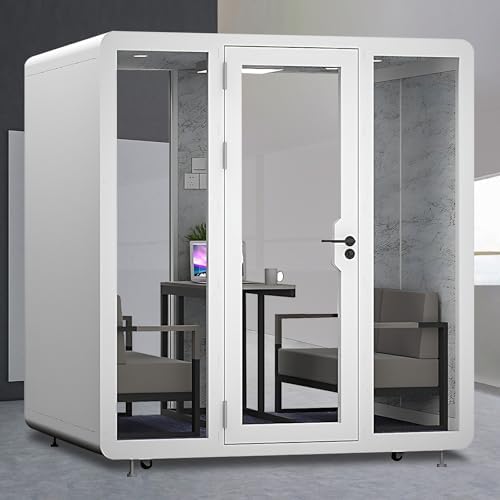 Office Sound Booth with Audio Privacy - Portable Soundproof Booth Includes White Modern Syle,Movable Room with Light,Fans, Socket for Singing Room, Study (78.74'') by X-Comfot