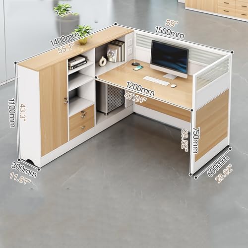 Modern Office Cubicle Workstation Desk with Tempered Glass Privacy Panels, USB Charging Hub & Cable Management,Multi-Person Modular Computer Desk for Commercial Office (B-Right, One Person) - Image 2