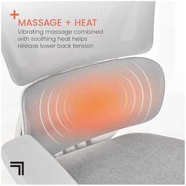 Sharper Image S-850 Heated Ergonomic Mesh Swivel Executive Massage Chair, Light Gray/White - Image 6