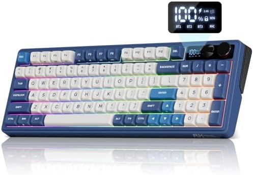 RK ROYAL KLUDGE M100 Wireless Mechanical Keyboard with Screen & Knobs, Blue by RKROYALKLUDGE