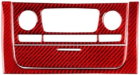 Car Central Console CD Player Multimedia Control Panel Sticker Set Real 3K Red Carbon Fiber Decoration Interior Accessories Trim Compatible with Benz Smart Fortwo 2011 2012 2013 2014 2015 by PJFUS