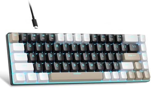 MageGee Portable 60% Mechanical Gaming Keyboard, MK-Box LED Backlit Compact 68 Keys Mini Wired Office Keyboard with Brown Switch for Windows Laptop PC Mac - Black/Coffee Color by MageGee
