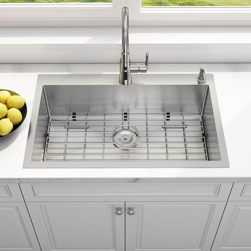33x22 Drop In Single Bowl 33 Inch Topmount Handmade Kitchen Sink - Image 3