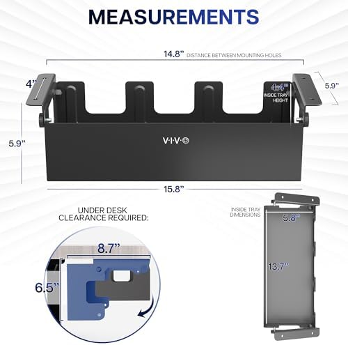 VIVO Black Flip-Open 16 in Cable Management Box, Desk-ACCBM1 - Image 3