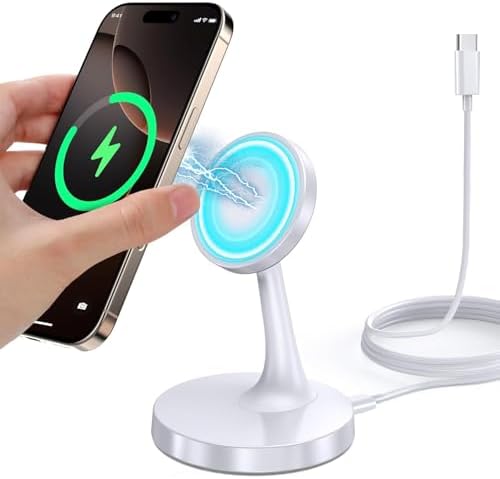 Magnetic Wireless Charger iPhone Stand, 15W Fast Mag-Safe Charger iPhone 18/18 Pro/18 Air/18 Pro Max 17/16/15/14/13/12 Series Magnet Wireless Charging Station/Pad/AirPods for Home, Office, Travel by TXXTOLMagnaticCharger