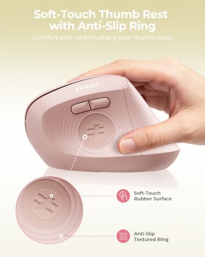 seenda Ergonomic Wireless Mouse, 52° Vertical Bluetooth Mouse,Light Pink - Image 5