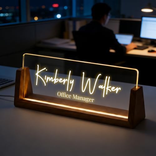 Custom Desk Name Plate,Light Up Acrylic Office Sign, Personalized Gift for Boss Coworker Teacher, Employee Appreciation Award, Home Office Decor by PersonalizedGifts