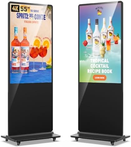 MWE 55 Inch 4K Digital Signage Display Kiosk, LCD Screen Indoor Floor Standing Advertising Displays, Android System Commercial Totem with Custom Service, Vertical Poster with Auto Media Player by QIXZOCV