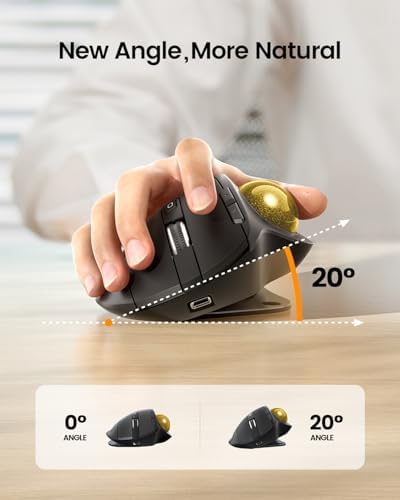 ProtoArc EM01 NL Wireless Trackball Mouse, Rechargeable Thumb Control, Gold - Image 2