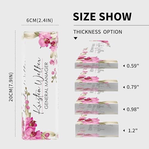 Personalized Name Plate for Desk, Custom Desk Name Plate, Acrylic Name Plate Office Desk Accessories, Personalized Office Gifts for Coworkers Teachers, Employee Appreciation Gifts (A-Butterfly Orchid) - Image 5