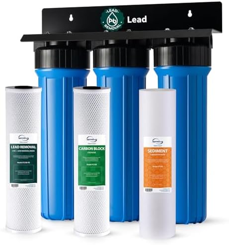 iSpring SGS-Tested Lead Removal Whole House Water Filter System, Reduces Sediments, Chlorine, and up to 99% Lead, Model: WGB32B-CPB by iSpring