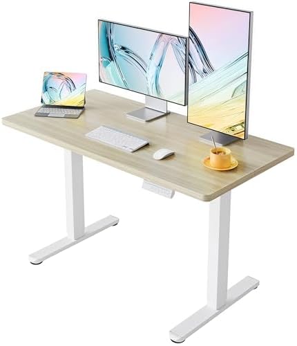 HUANUO 48x24 Inch Electric Standing Desk, Height Adjustable, Natural by HUANUO