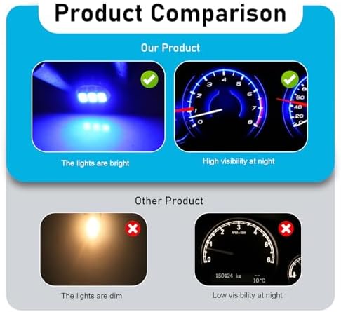 10PCS AC Climate Heater Control LED Lights Kit, 12V 6500K 20LM 3SMD Instrument Gauge Cluster Dashboard Bulbs, Plug and Play T4.2 Instrument Indicator Lights Bulb for Most Cars (Blue) - Image 4