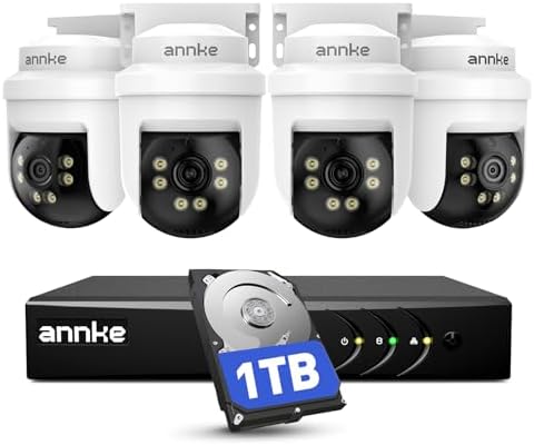 ANNKE 8CH 5MP Wired Outdoor Security Camera System, 4X PT Cameras, 1TB HDD by ANNKE