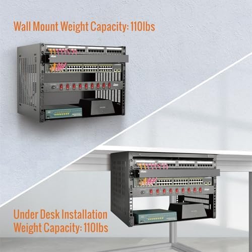 Tecmojo 8U Wall Mount Rack,8U Rack 14 inch Depth,19" Network Rack for Shallow Server and IT Equipment, Network Switches,Patch Panel Bracket,110lbs(50kg) Weight Capacity,Black - Image 3