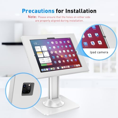 AboveTEK Anti-Theft iPad Kiosk Stand – POS iPad Security Mount with 360° Swivel & 75° Tilt, Heavy Duty Tablet Kiosk Desk Holder for Retail & Business POS Systems (White) - Image 7